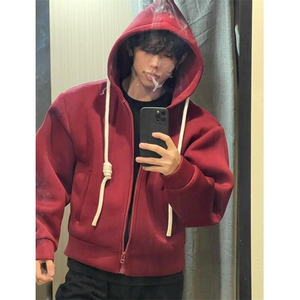 2025蛇年本命年衣服红色卫衣男款冬季过年喜庆连帽衫cleanfit外套图片