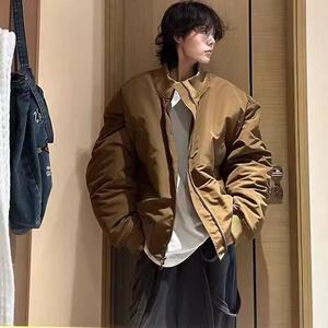 美式飞行夹克棉服男款春秋廓形情侣外套高级感立领夹棉棒球服图片
