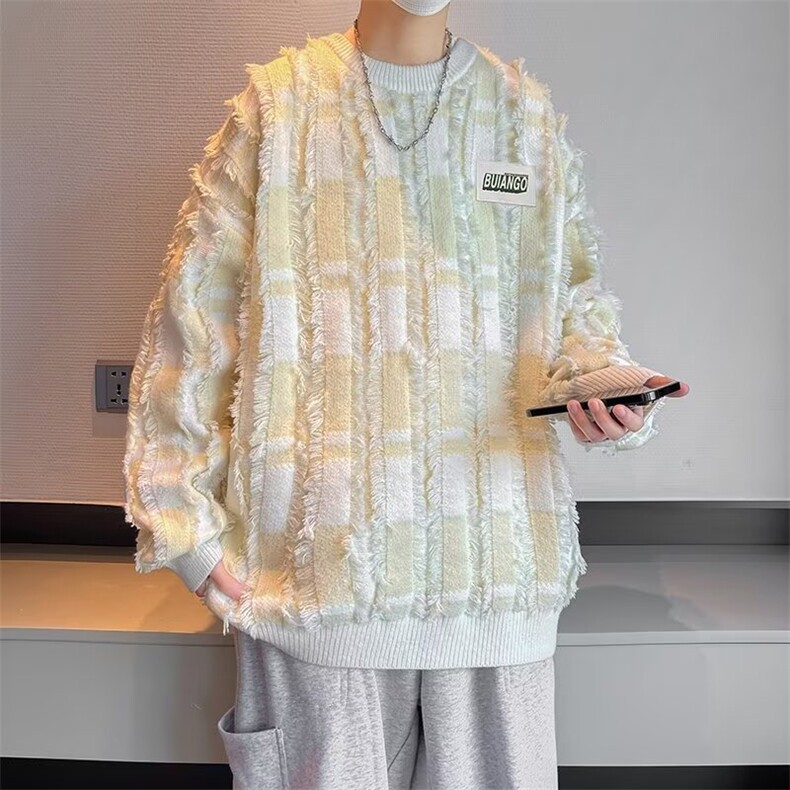 设计感毛衣男秋冬款慵懒风针织衫男宽松内搭青少年男装毛衫外套潮,男装针织衫/毛衣,星座1013