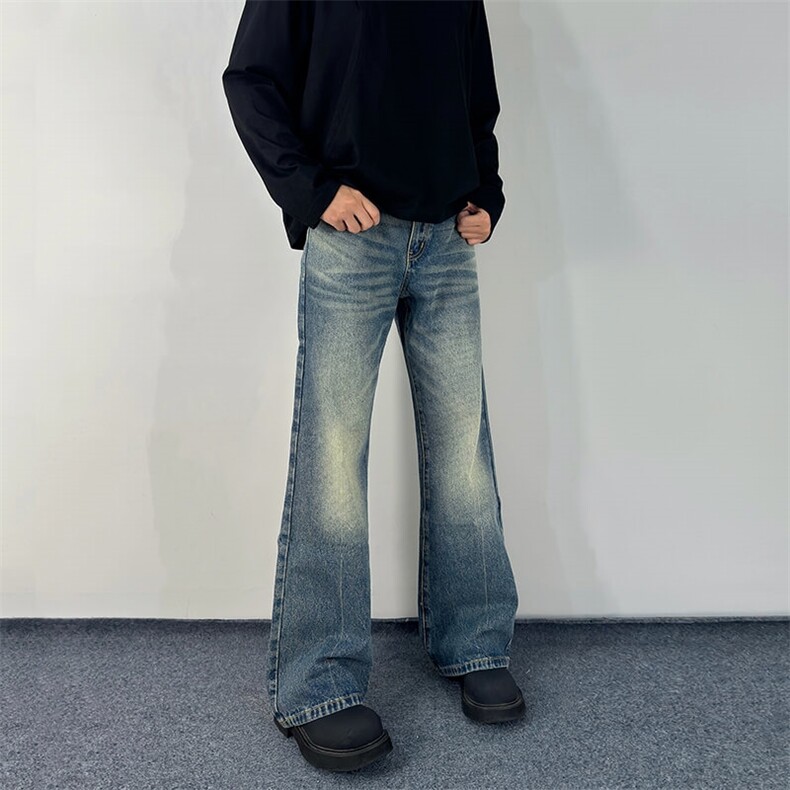 【有货】DCS965-P50牛仔裤男潮牌休美式常规微喇直筒修身显高裤,男装牛仔裤,星座603-2
