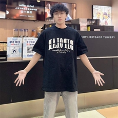 万针全刺绣工艺抖音得物高品质260克重磅纯棉双纱美式高街短袖T恤，男装T恤，电商A486