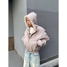 现货高品质美式高街冬季重磅硬挺短款座山雕毛领棉衣男女加厚外套，男装棉衣，电商A486