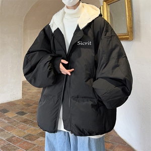 美式连帽棉服男款冬季加绒加厚羊羔毛棉衣外套潮牌大码宽松面包服图片