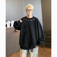 港风大码美式刺绣麂皮绒套头圆领卫衣男女XZ213-JPR203-P45控68，男装卫衣，星座213