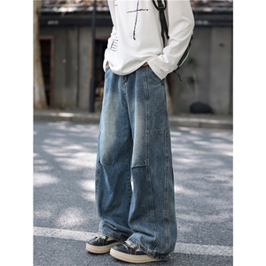 抖音品质潮流新款弯刀宽松阔腿水洗牛仔裤B315-K25432-特p45控88图片