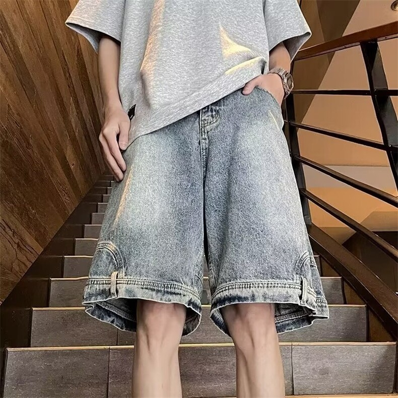 2024美式牛仔裤男款直筒短裤潮ND07P40,男装牛仔裤,星座1116-2