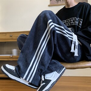 秋季新款条纹休闲裤男宽松拖地裤D329-QM527-P60-控78图片