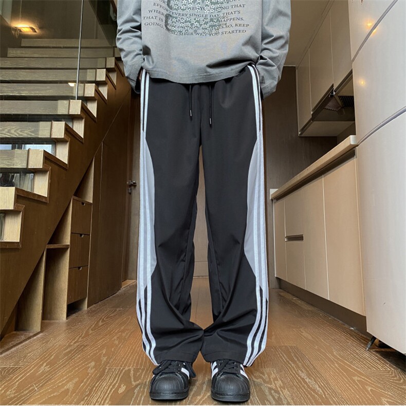 秋季新款潮流条纹半圆设计宽松百搭冲锋裤B315-K24321-特p35控68,男装休闲裤,电商B315