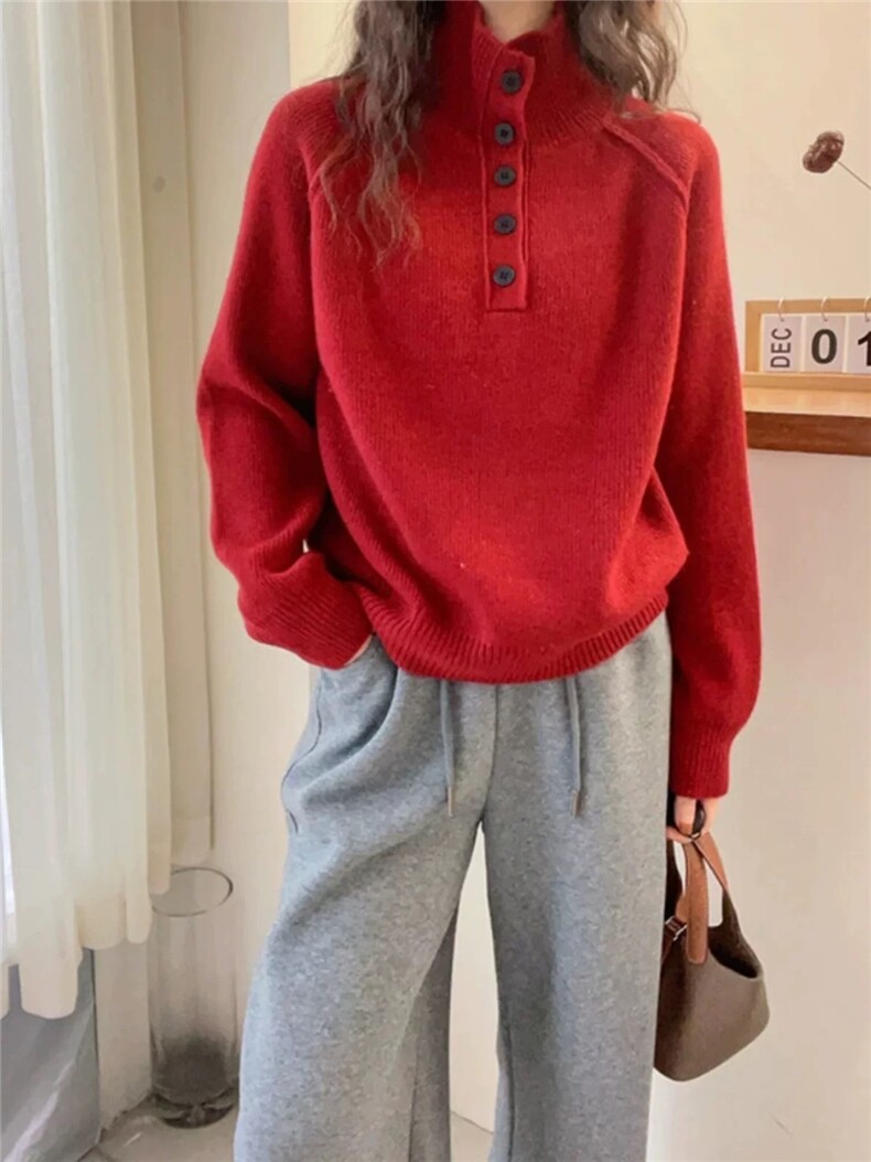 2026年秋季时尚百搭通勤简约休闲茶肩半高领，女装羊毛衫，圣旺供货