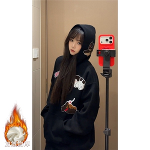 WY10191-特P55 加绒特P60美式重磅刺绣连帽帽卫衣大码套头上衣图片