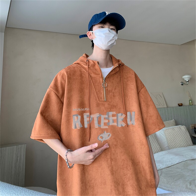 数据款！夏季麂皮绒连帽短袖潮流半袖T恤RTM3364-p50控78图片