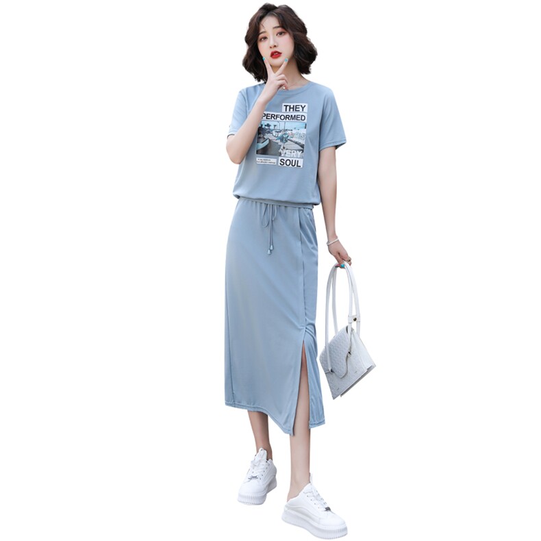 2021夏装新款时尚印花两件套套裙2108,女装套装/套裙,笃写