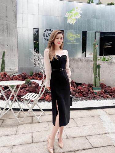 【现货】长款开叉连衣裙，女装连衣裙，艾丹迪蔓