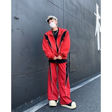 现货！25春季复古反光解构运动垫肩套装男TZ03-裤子p65衣服p98，男装T恤，电商B288