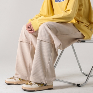 港风灯芯绒休闲裤男宽松直筒束脚裤卫裤 KP807 P43图片