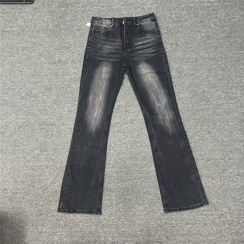1506-1/KKP351/P42高街vibe风水洗黑色微喇叭牛仔裤直筒修身百搭,男装牛仔裤,星座1506-1