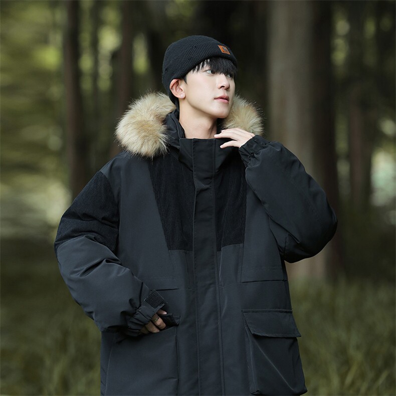 户外2026新品冬季宽松撞色棉服派克服毛领冬装加厚外套D009-P145,男装棉衣,星座717