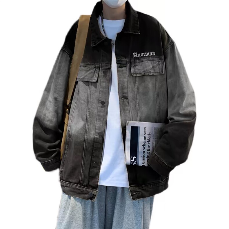 美式vibe复古渐变牛仔夹克男春秋季潮牌高街痞帅宽松休闲工装,男装夹克,星座218-1（原230）