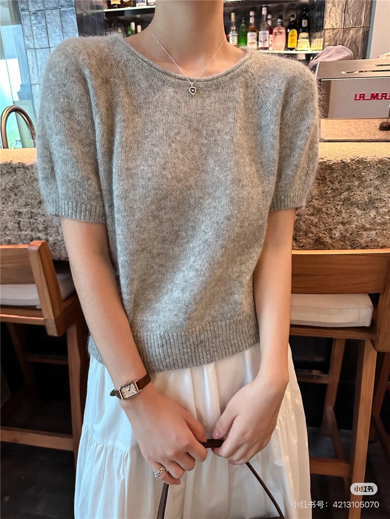 韩版女套头圆领卷边宽松百搭打底短袖,女装T恤,圣旺供货