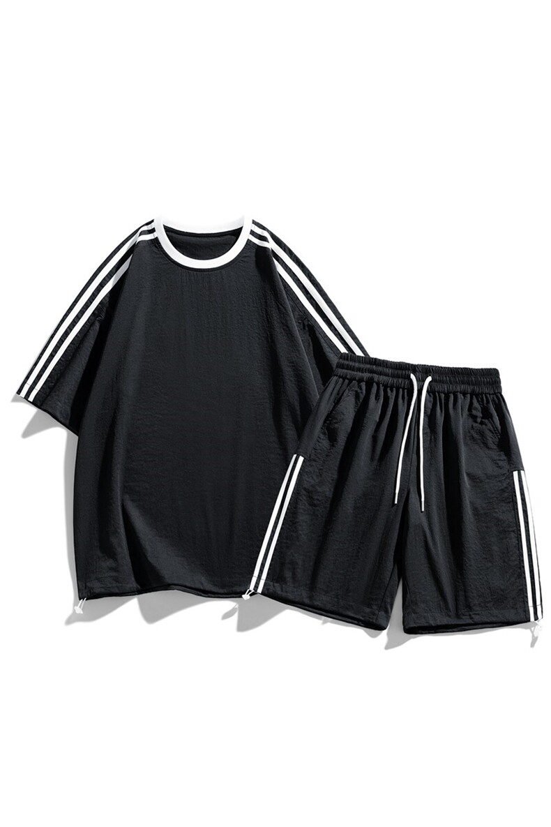 新款夏季美式情侣套装条纹短袖时尚潮流休闲运动服男TZ2525P65,男装T恤,星座309（原A406）