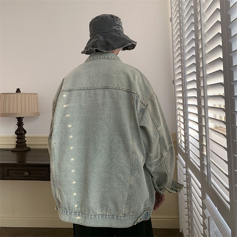 春秋季水洗牛仔外套男生潮设计感小众休闲宽松夹克JK08897-P63,男装夹克,星座308B-2