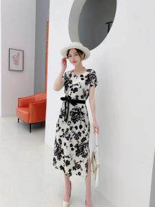 【现货】夏季新款醋酸缎面时尚系腰显瘦连衣裙，女装连衣裙，名怡