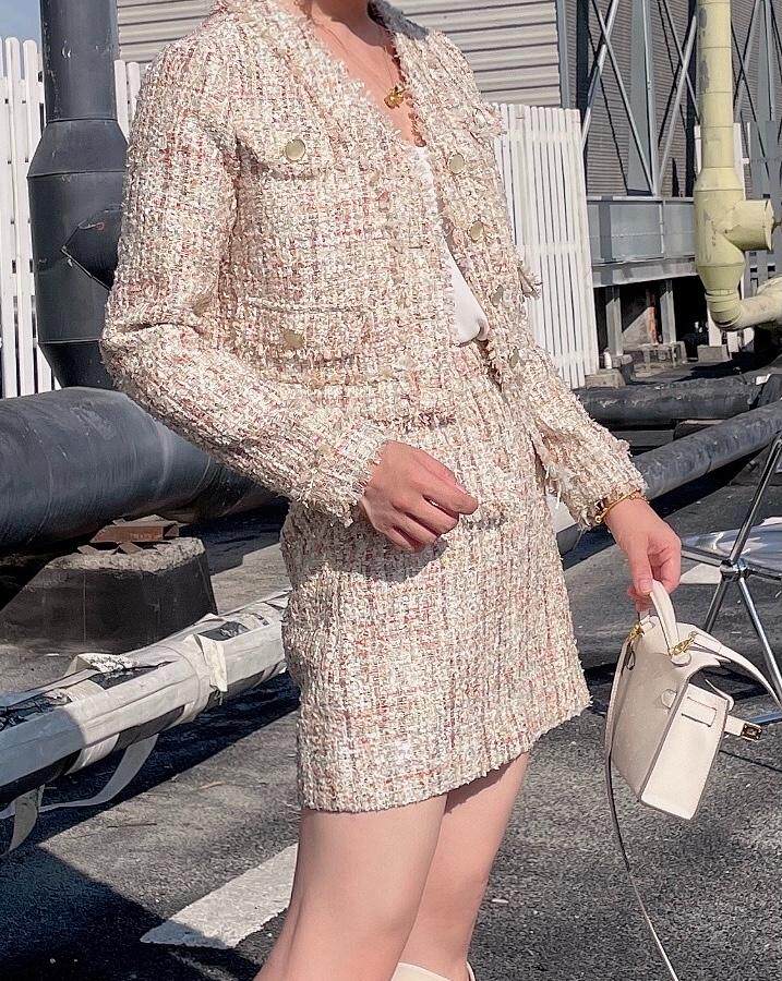 【现货】亮片小香套装，女装职业装，ONE