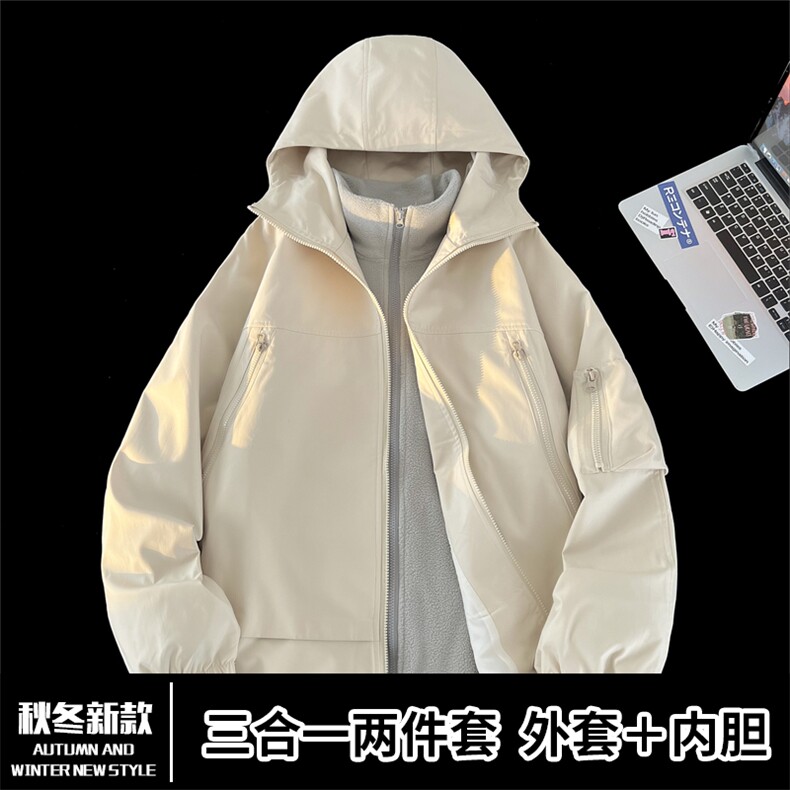 TH810801/P105春装大口袋防风防水冲锋衣大码三合一外套夹克男,男装夹克,电商A141
