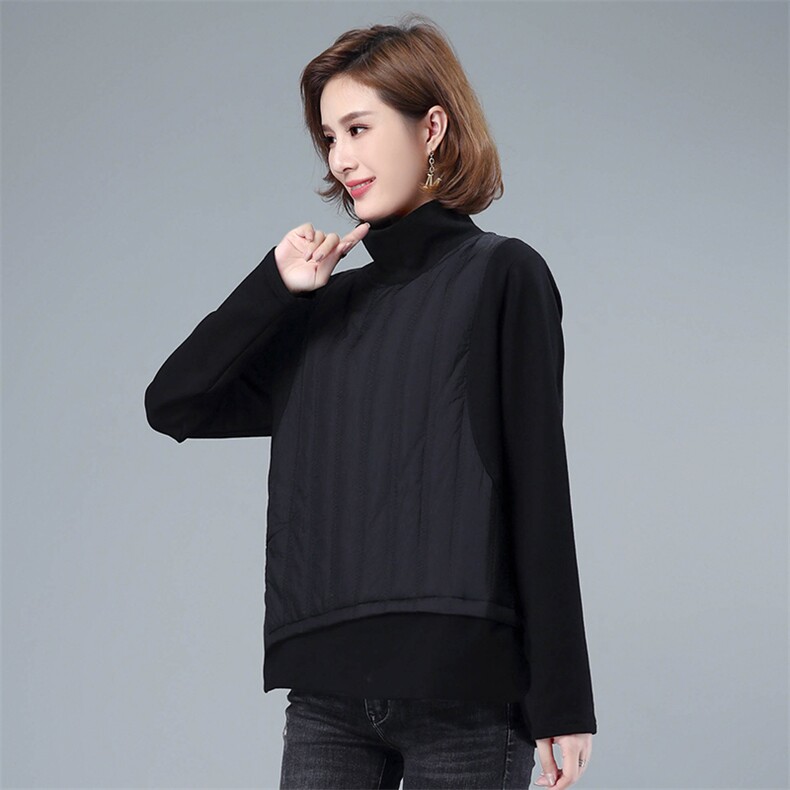 2020冬季新款拼接休闲宽松上衣舒适保暖卫衣,女装卫衣/绒衫,叶笙衣