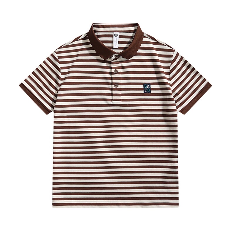 白底图高级感轻奢夏季短袖T恤翻领条纹大码Polo衫半袖T0253-P55，男装T恤，电商D342-2