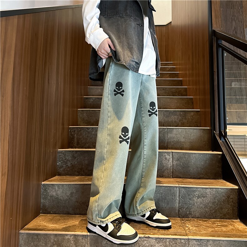 k1063-p55-控78 M-5XL 现货显高显瘦黄泥港风高阶牛仔裤多口袋图片