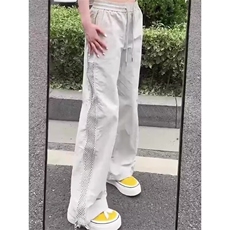 设计感网格透气运动裤子男女款春夏季薄款速干直筒宽松户外休闲裤，女装休闲裤，星座506A