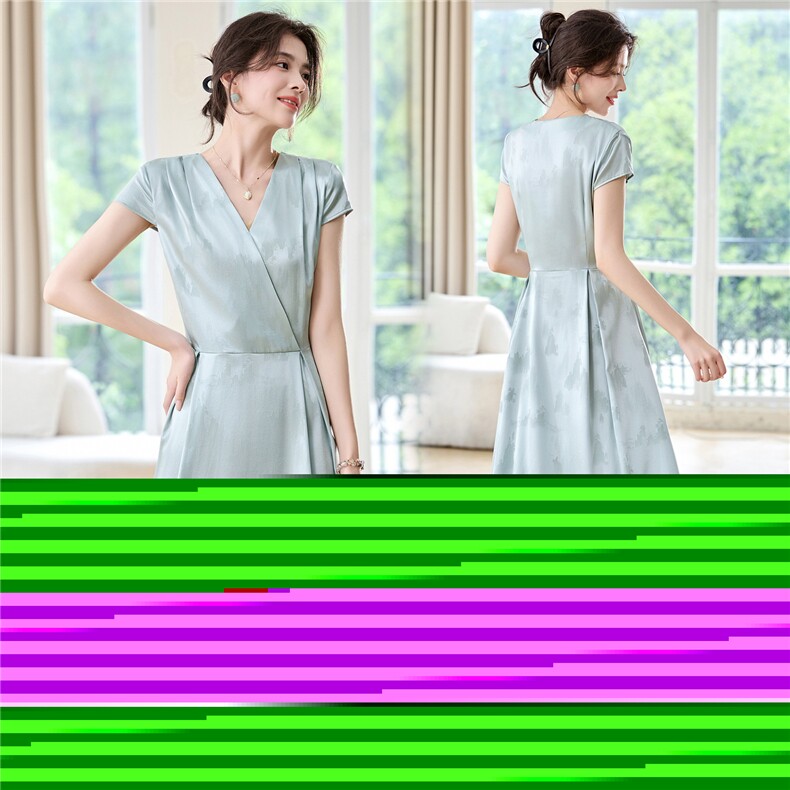 高端真丝气质连衣裙女2026夏季新款V领舒适显瘦时尚真丝裙a字裙,女装连衣裙,阿舍尔精品