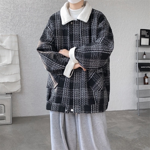 M-8XL格子羊羔毛棉服冬季大码小香风加绒外套加厚棉衣MF7001/P138图片