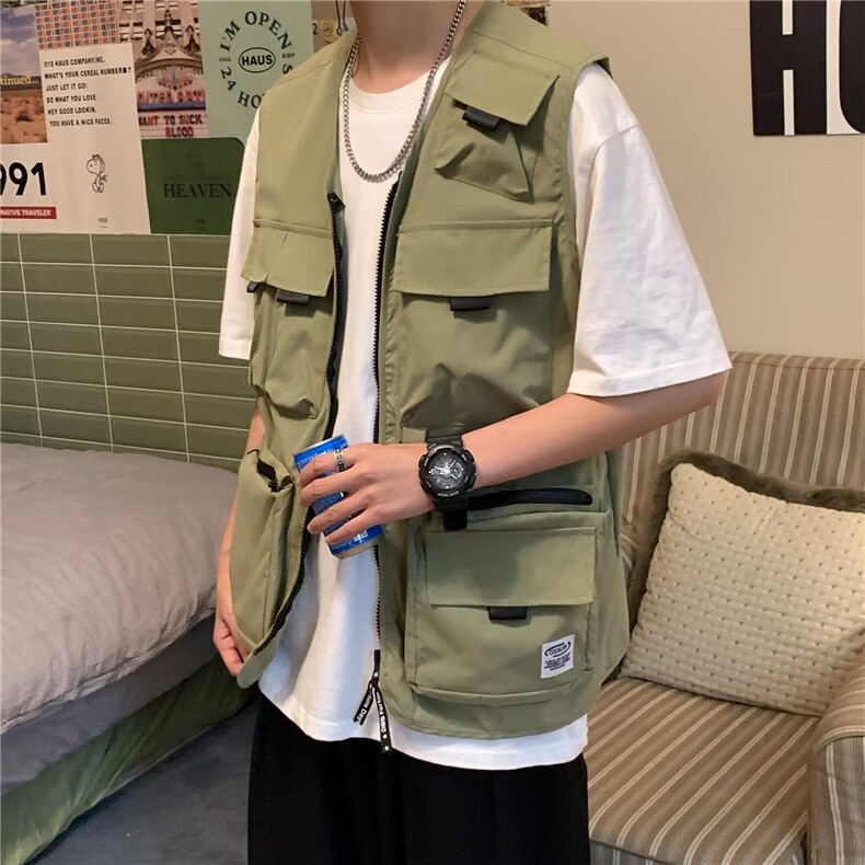 2025夏日系马甲男新款工装户外多口袋宽松休闲坎肩MJ2013P40,男装背心/马甲,星座1108