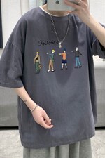 YT26043-P30亚短袖t恤男大码五分袖男宽松七分袖港风模特，男装T恤，电商A040