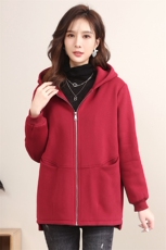2021冬季新款加绒长款卫衣女宽松显瘦保暖外套，女装卫衣/绒衫，依恋蒂丝