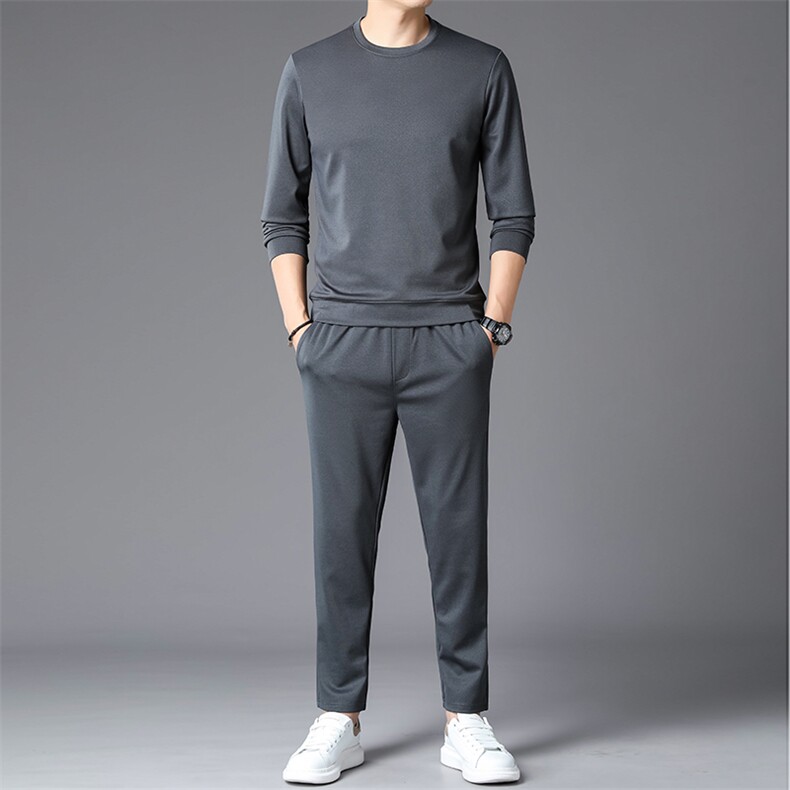 中老年休闲运动套装男秋冬新款圆领父亲两件套爸爸装时尚加厚卫衣，男装休闲套装，电商B212（原钱塘6029）