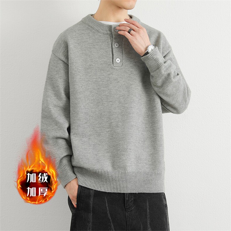 高克重加绒加厚亨利领休闲针毛线衫男生潮牌上衣外套MY7007-1P80,男装针织衫/毛衣,星座914