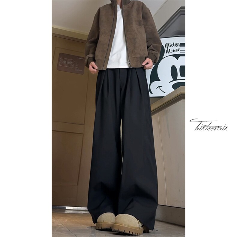 褶皱西裤男秋季垂感阔腿裤美式宽松休闲裤A166-KA5J13-特P40控75，男装西裤，电商A166