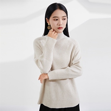 套头长袖纯色2024年秋季半高圆领时尚羊绒衫，女装羊绒衫，恒爱羊绒