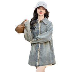 2025年春季新款牛仔外套气质减龄翻领磨毛牛仔外套女，女装短外套，1C080