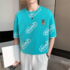2024夏季新款拼色下脚潮牌休闲宽松圆领短袖T恤男T2907-p48，男装T恤，电商D303