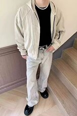 高街重磅做旧拉链连帽外套潮牌卡其色宽松夹克外套LF1012p125特，男装夹克，电商D256-2(原A064-2)