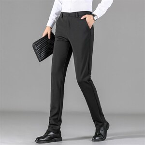 W1811秋季男士裤子休闲裤长裤西裤修身直筒潮流商务弹力P60图片