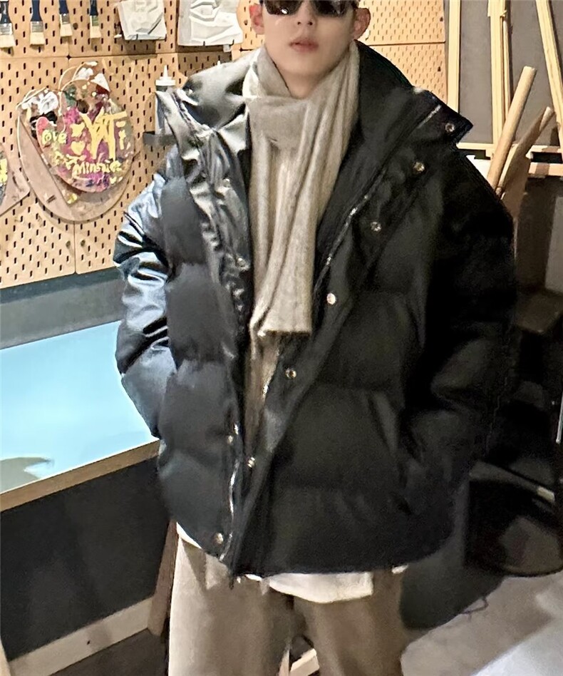 冬季新款立领面包服外套男韩版简约宽松休闲皮棉服棉袄W228-P95图片