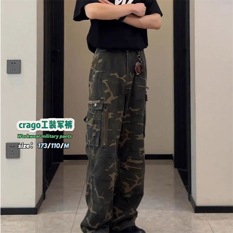 网图现货复古工装迷彩裤男款夏季直筒潮牌伐木裤R5903-P68,男装工装外套,星座1005-4