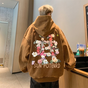 得物抖音高品质二开 360克重磅做旧炒雪花纯色连帽水洗卫衣 16008图片
