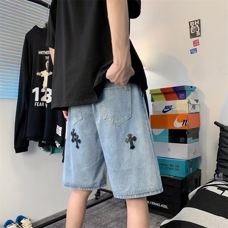 高街牛仔短裤男夏季五分裤N516P36,男装牛仔裤,星座1116-2