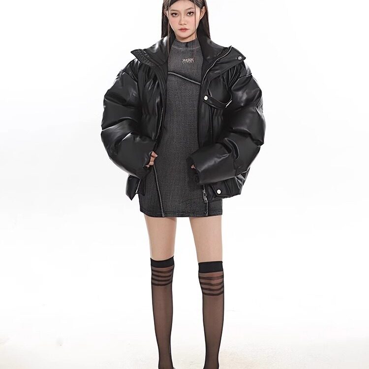 网络图现货PU皮加厚棉服外套金属绑带面包服棉衣RM8080-P125,男装棉衣,星座1005-4